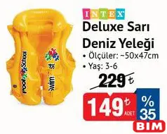 INTEX DELUXE SARI DENİZ YELEĞİ 50X47 CM